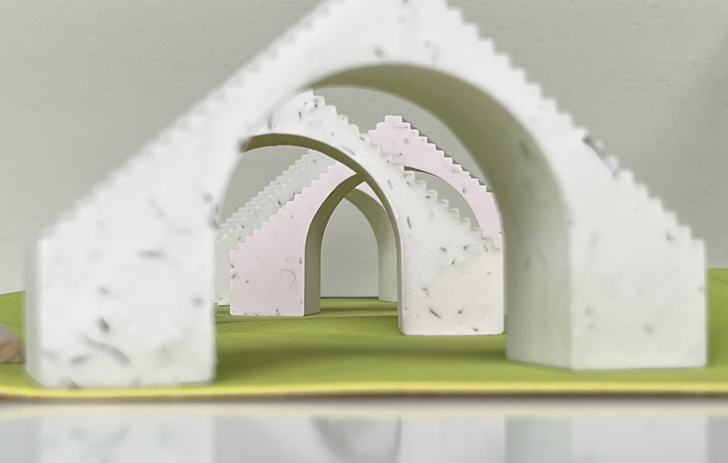 model of runway arches and stairs